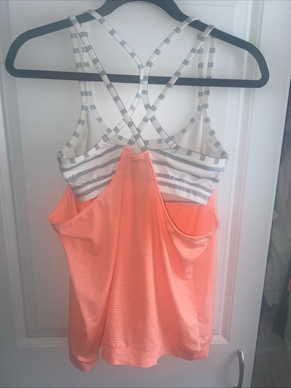 Athleta‎ Workout Athletic Top Sports Bra Orange White Gray XS